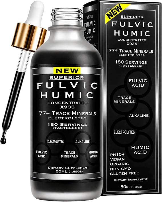 Fulvic Acid Trace Mineral Drops with Electrolytes - 77 Trace Minerals - 180 Servings - Restore Electrolytes, Improve Gut Health, Leaky Gut Repair - Ionic Trace Minerals from Fulvic & Humic Acid | 77 Trace Minerals, 180 Servings, Restore Electrolytes, Improve Gut Health, Leaky Gut Repair