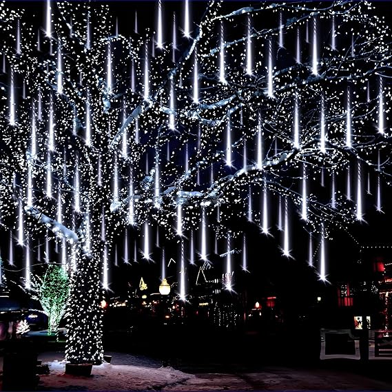Aukora Outdoor Christmas Lights, Meteor Shower Falling Rain String Light