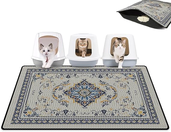 Cat Litter Mat 26.8"x46.5" Double Layer Waterproof Litter Box Mat Washable Litter Trapping Mat