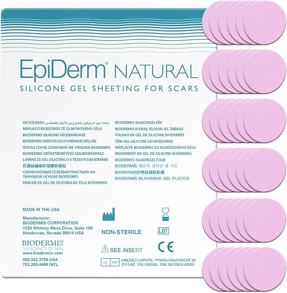 EpiTab Circles Silicone Scar Sheets, Reusable Scar Patches, 30-Pack, Clear