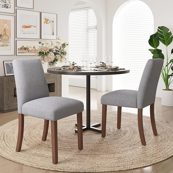 Dining Chairs Set of 2, Parsons Chairs for Small Spaces, Gray