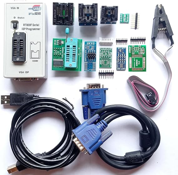 RT809F Programmer 8 Adapter IC Reader Clip Writer ePromm Programmer Chip Socket falsh Programmer ICSP Board 24 25 93 serise IC