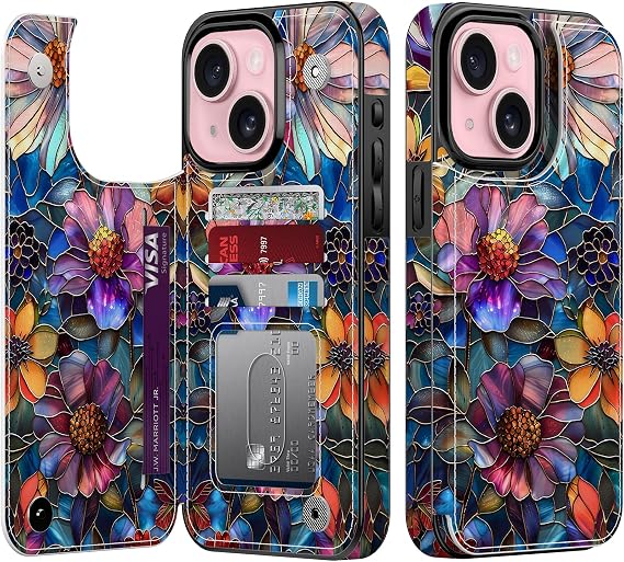 bemal Wallet Case for iPhone 14 Plus, Card Slots Holder, Cute Floral