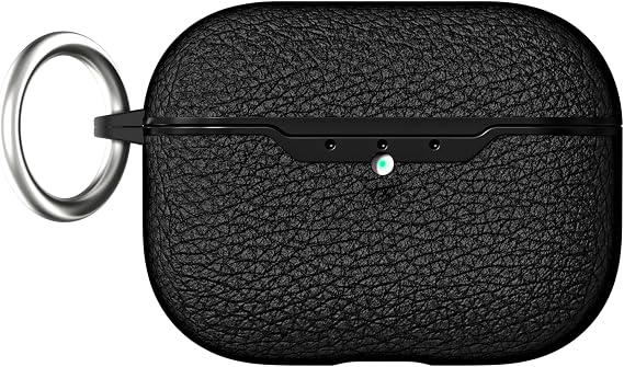AKABEILA Compatible with Airpods Pro 3 Case with Carabiner, TPU Litchi Texture Air pods Pro 3 Charging Cases Airpods Pro 3 Generation Cover Front LED Visible Black