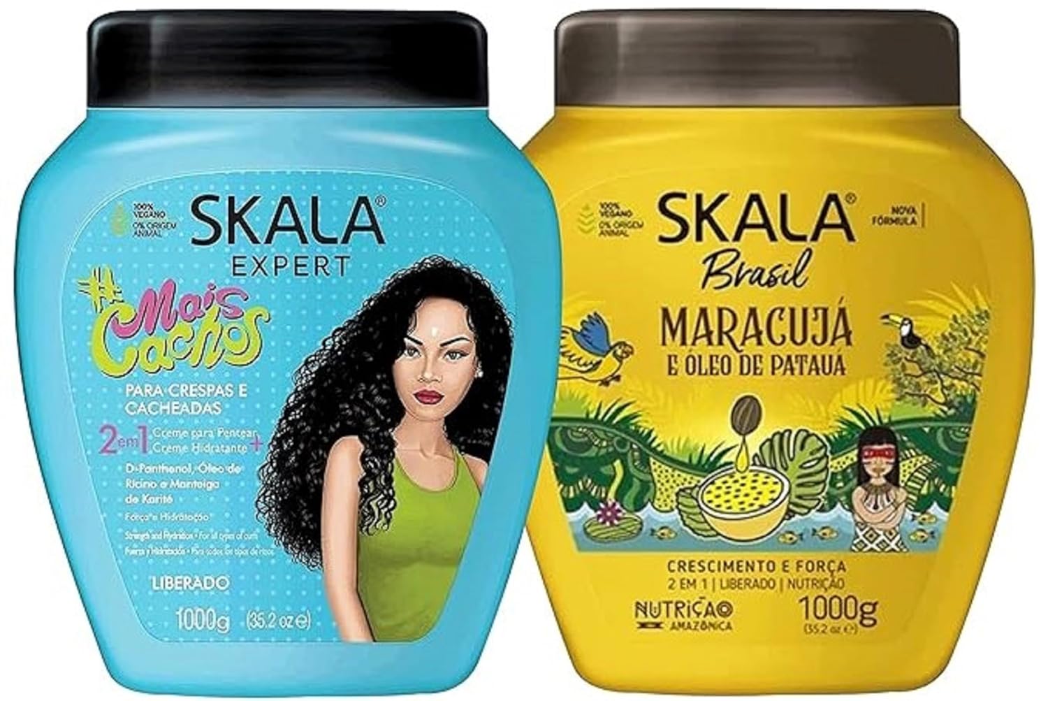 SKALA Hair Type 3ABC - Mais Cachos And Passion Fruit Combo- Hydrate Curls, Eliminate Frizz, For Curly Hair - 2 IN 1 Conditioning Treatment and Cream To Comb