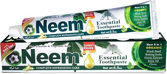NEEM Essential Toothpaste - 6.53 oz Pack of 1 | New 5 in 1 | Fluoride Free