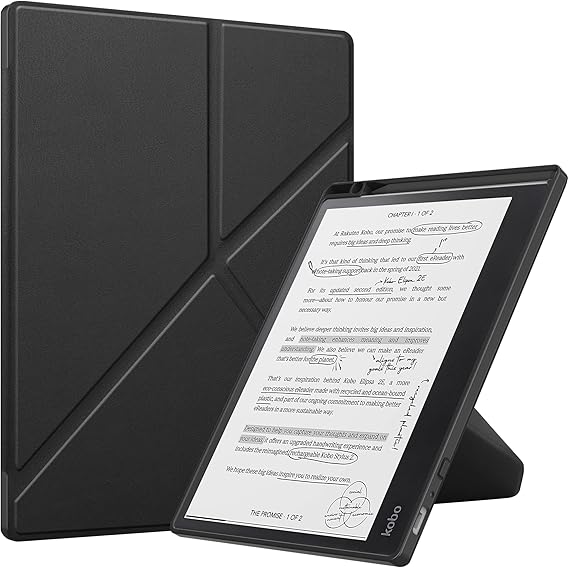 Case for Kobo Elipsa (2023 Release) eReader 10.3", The Thinnest and Lightest Leather Smart Origami Cover Case for 10.3" Kobo Elipsa eReader with Auto Wake Sleep Feature Black