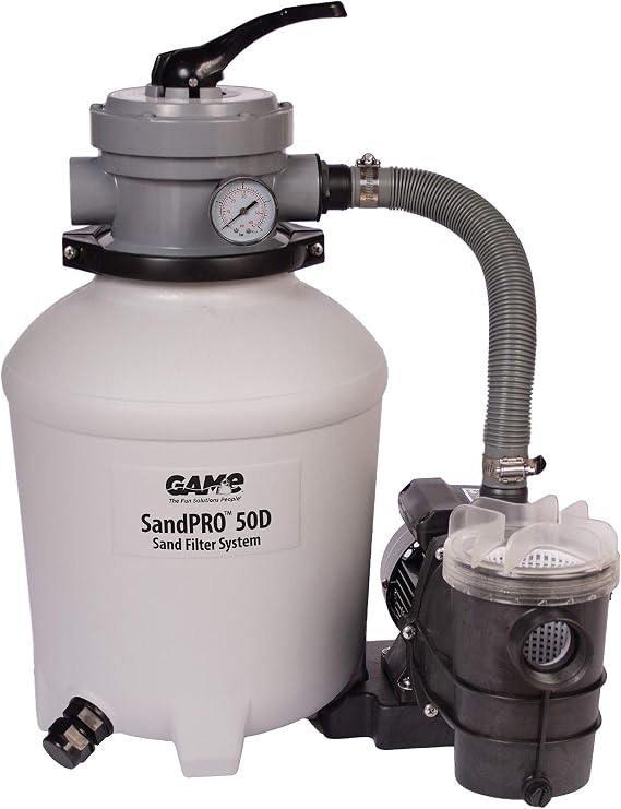 GAME SandPRO 50D Series, Complete 0.5HP Replacement Pool Sand Filter Unit, Designed for Intex & Bestway Pools, High-Performance Above-Ground Pool Vacuum, Energy Efficient, Easy to Operate | 0.5HP replacement sand filter for Intex, Bestway & soft-sided pools for upto 10,000 gal. 40 GPM, energy efficient
