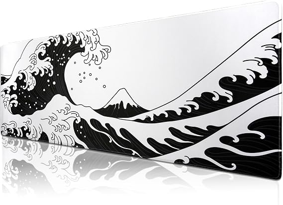 Klasse Pro - 10 Farklı Model Dikişli Kenar 90x40 cm Oyuncu Gaming Mouse Pad (Oki Nami Ura, 90x40 cm)