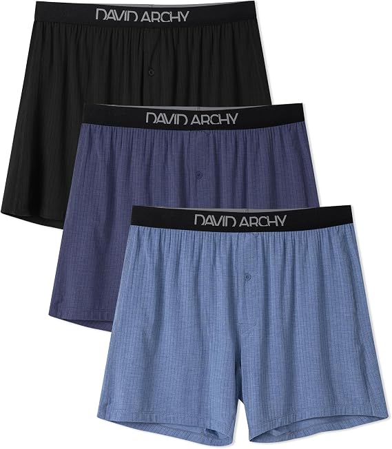 DAVID ARCHY Men's Bamboo Rayon Boxers, Soft Breathable Underwear, 3/5 Pack