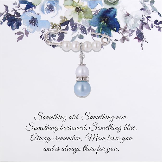 Ralukiia Something Blue Charm Gift for Bride from Mom and Dad, Blue Bridal Bouquet Charm, Daughter Wedding Gifts from Parents, Bridal Shower Gift