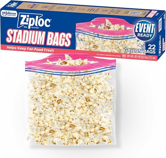 Ziploc Stadium Bags, Gallon, Easy Open Tabs, 22 Count