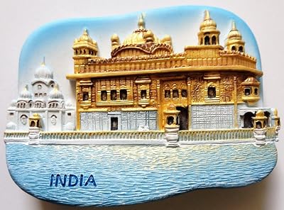WitnyStore Tiny 3 The Golden Temple Harmandir Sahib Amritsar India - Miniature Hand Made Resin 3D Asia Landmark Tourist Attraction Decorative Refrigerator Fridge Magnets Collectible Souvenir Gifts