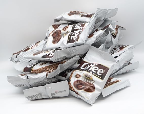 TAYAS Coffee Intense Hard Candies with Coffee Filling, 90g Bags (18 pcs), Box of 24 Bags