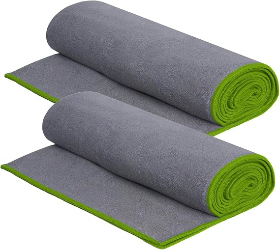 2 Pack 72 x 24 Inch Microfiber Yoga Towel Non Slip Grip for Hot Yoga and Yoga Mat, Sweat Absorbent