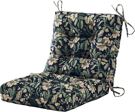 ARTPLAN Floral 40x20 Patio Chair Seat Low Back Cushion Wicker Pad with Ties | Thick 40"x20"x4" tufted floral patio seat & low back cushion, all weather replacement pad for backyard wicker outdoor use