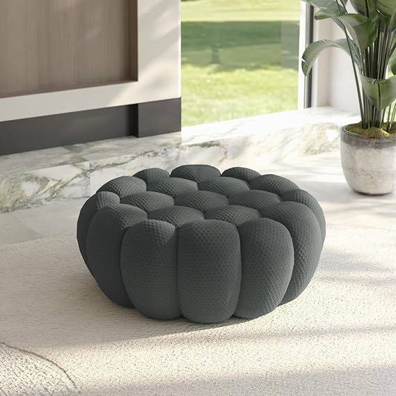 Bubble Couch, Modern Curved Couch, Memory Foam Bean Bag Lazy Floor Sofa, 3D Honeycomb Bubble Sofa Lounge Chair for Living Room, Office, Apartment (Dark Grey, 41.34")