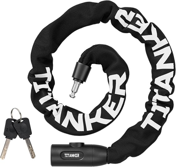 Titanker Heavy Duty Bicycle Lock Chain with Keys - 3 Feet Anti-Theft Lock for Bikes, Motorcycles, Doors, Gates, Fences, Grills (6mm Thick)
