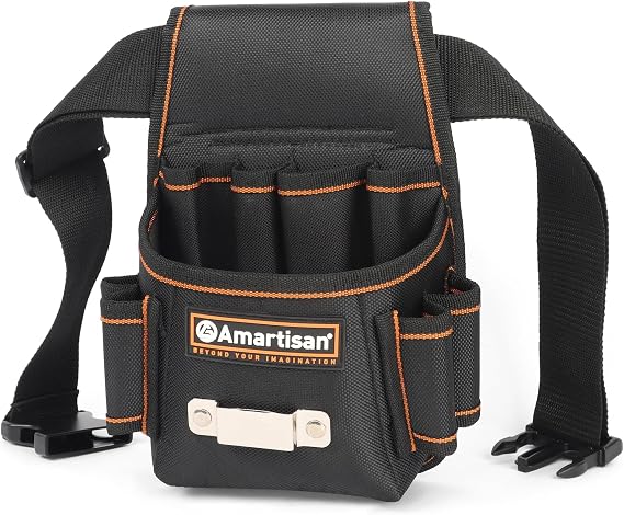 AMARTISAN Tool Pouch with Belt Clip Electrician Tool Belts Multi-functional with Multiple Pockets Tool Pouch Suitable for Electricians, Construction Workers, and Maintenance Personnel