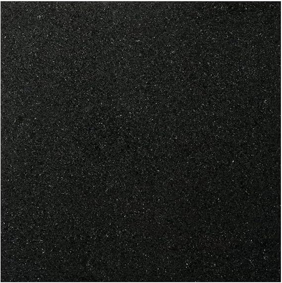 Tenedos Absolute Black Granite 12x12 Polished Tile Natural Stone for Kitchen Countertops Bathroom Walls Entrance Floors Backsplash Fireplace (2 Pieces)