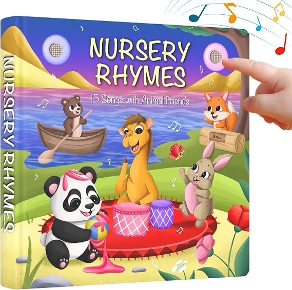 LEARNING BUGS Nursery Rhymes with Animal Friends Sing Along with 15 Nursery Rhymes, Musical Books for Toddlers, 28-Button Music Book, Musical Toys for Toddlers 1-3