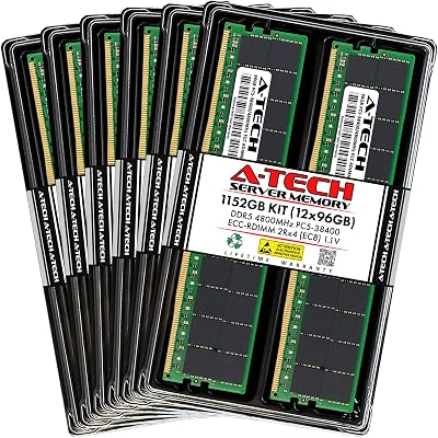 A-Tech 1.125TB Kit 12x96GB RAM for ThinkMate NearLine QD24, QE12, QE24, QE36, STX-NL-QE16, XD24, XE12, XE16, XE24, XE36 | DDR5 4800MHz PC5-38400 EC8 RDIMM 2Rx4 ECC Registered Server Memory Upgrade