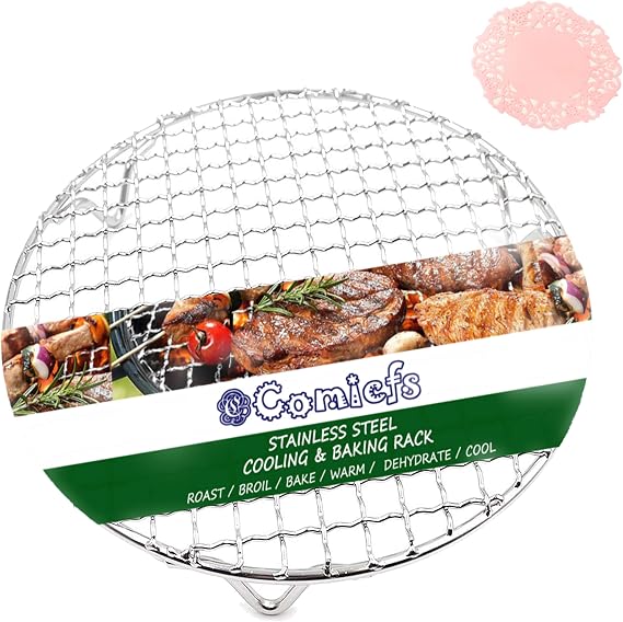 Comicfs Canning Rack 6.5'' Round 304 Stainless Steel Baking and Cooling Steaming Rack with Legs Heavy Duty Barbecue Rack for Grill/Instant Pot/Pressure Cooker/Oven (16.5cm/6.5")