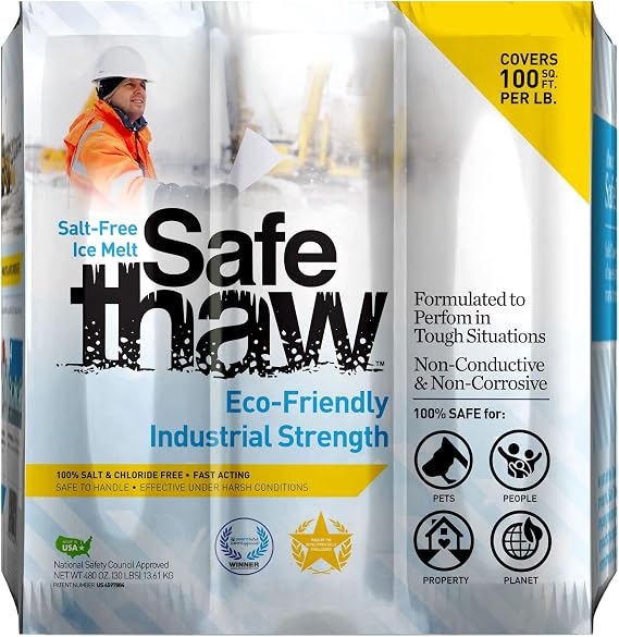 Safe Thaw Industrial Strength Ice Melt, Salt & Chloride Free Deicer, 30 lb