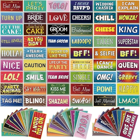 AceOrbit 64 Design Funny Photo Booth Props 32 Double Sided, Classic Style