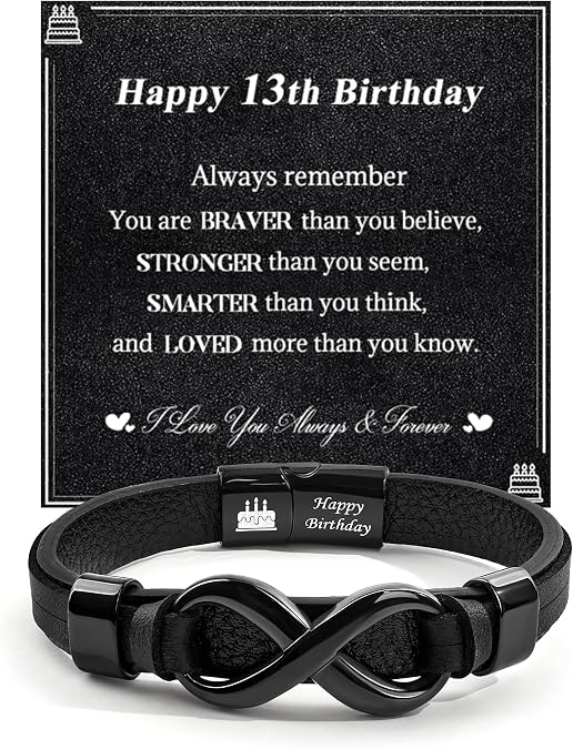 VGWON Mens Infinity Knot Bracelet, Gift for Him To My Man/Son/Dad Leather Bracelet I Love You Mens Bracelet Mens Birthday Gift Boyfriend Husband Couple