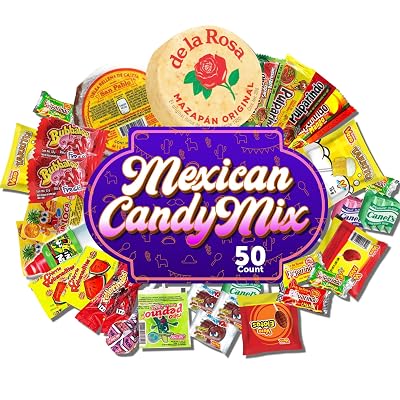 Mexican Candy Mix 50 Count Variety Of Best Sellers Dulces Mexicanos, Includes Mazapan, Obleas, Vero Mango, Pelon, Pulparindo, Rellerindo, etc..