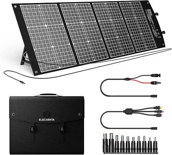 ELECAENTA 120W Portable Solar Panel for Jackery/EF Ecoflow/Bluetti/Anker Power Station, 25% Conversion, PD45W DC USB QC3.0, Foldable Solar Charger for Outdoors RVs Camping Off Grid
