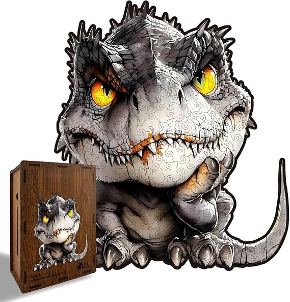 Wooden Puzzles for Adults,Dinosaur Wooden Jigsaw Puzzles, Unique Animal Shape Wood Cut Puzzles, Holidays,Birthday&Housewarming Gifts for Family&Friend (L-11 * 11 INCH)