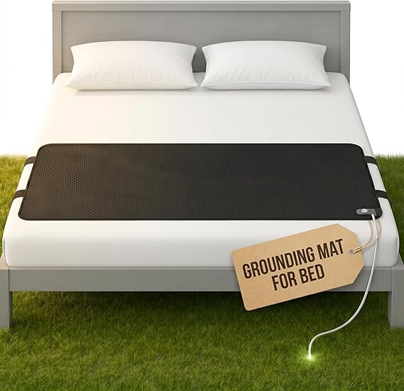Grounding Mat for Bed (King/Queen/Full/Twin) - Earthing Grounding Pad, Soft Breathable Conductive Carbon Sleep Mat, Better Sleep & Muscle Relaxation, Anti-Slip Durable, Easy Setup, Gift Box Included