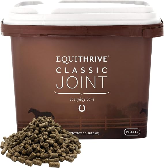 Equithrive Classic Joint Supplement Pellets with Glucosamine, Chondroitin, Hyaluronic Acid and MSM for Horses and Senior Horses, 3.3 lbs