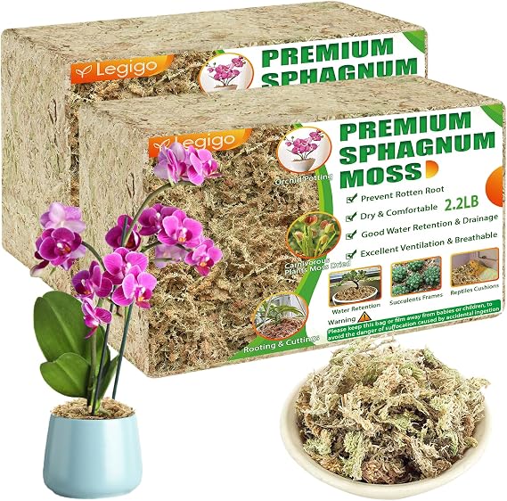 Legigo 4.4LB Sphagnum Moss for Plants- 80QT Natural Long Fibers Orchid Moss