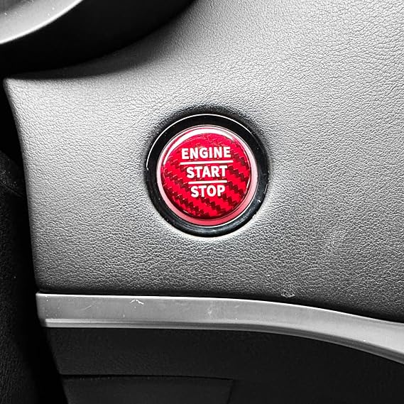 YOUTOOCAR Real Carbon Fiber Engine Start Stop Button Cover Compatible with Kia Stinger 2018-2023 Accessories