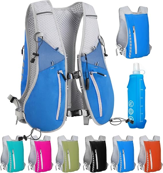 Hydration Running Vest for Women Men,Lightweight Breathable Reflective Hydration Pack with 500ml Water Bottle,Hydration Vest Pack Backpack for Hiking,Camping,Trail Running,Cycling,Race,Marathon