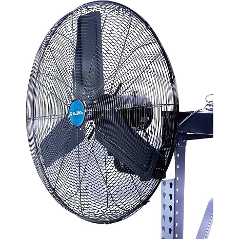 Global Industrial Deluxe Wall Mount Fan, 30" Diameter, Fixed and Oscillating Head, 3 Speed, 10,000 CFM at 1100 RPM, 1/2 HP, Tilting Head, For Indoor Use Only