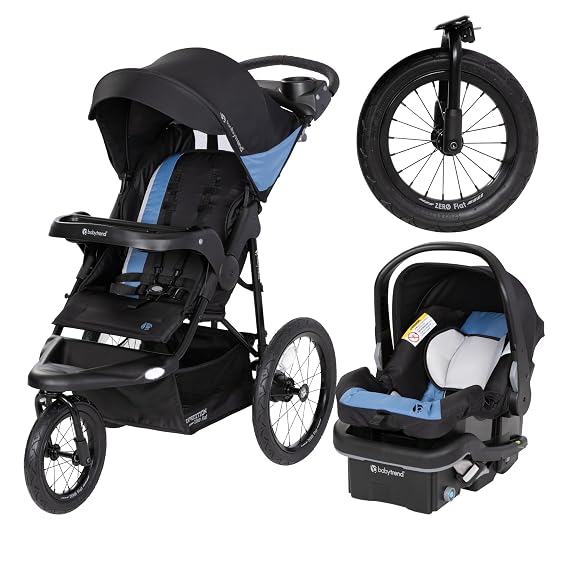 Baby Trend Expedition Zero Flat Jogger Travel System with LED Lights, Dash Blue