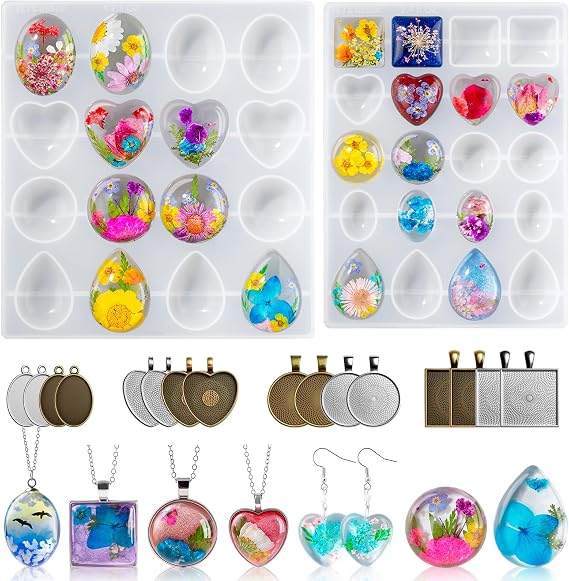 LET'S RESIN Cabochon Gems Resin Molds, 36-Cavity Jewelry Making Kit