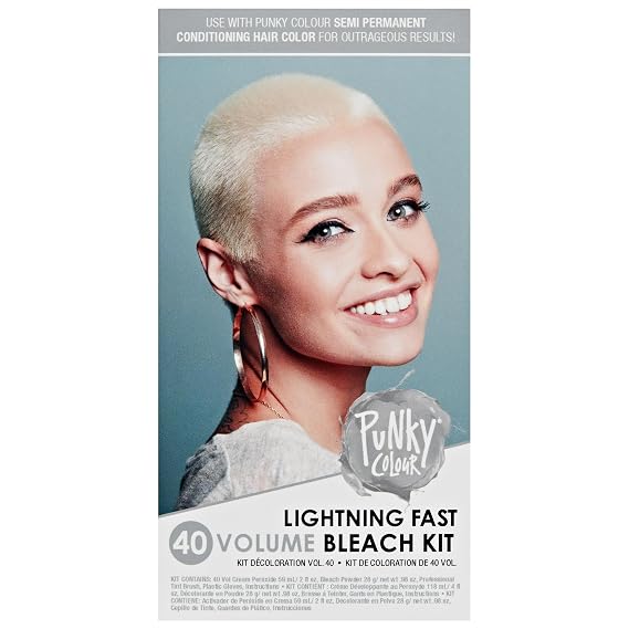 Punky Colour Lightning Fast 40 Volume Hair Bleach Kit Hair Lightener & Toner for Blonde Coloring, At Home DIY Bleaching Transformation