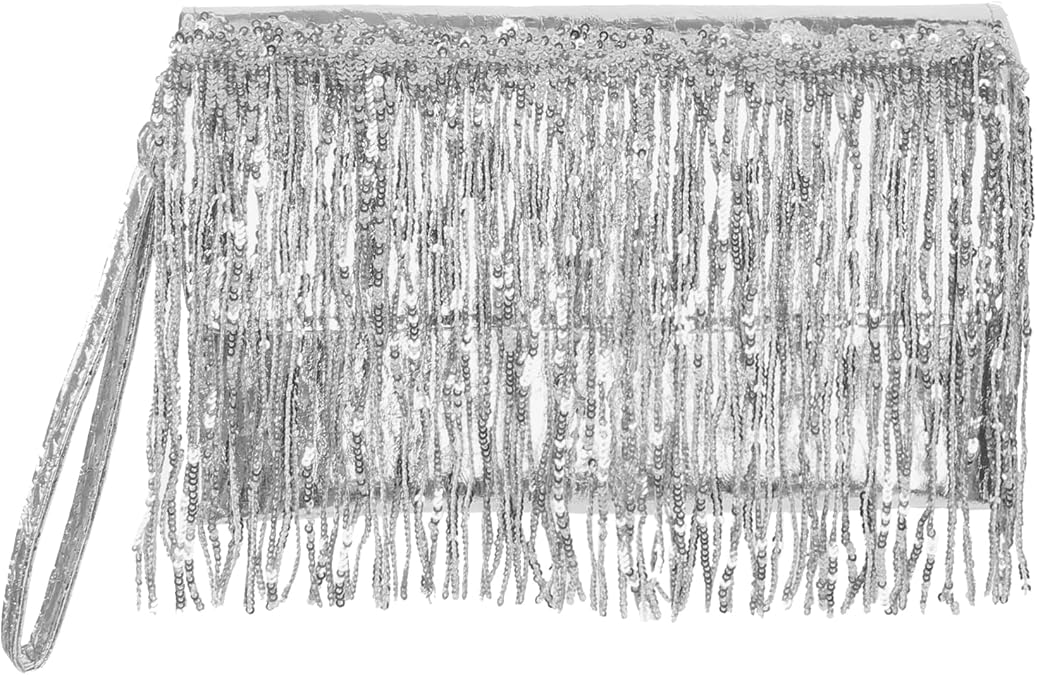 Wrist Purse Sequins Fringe Evening Bag Glitter Tassels Envelope Clutch Handbag for Party Prom Wedding