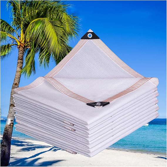 White Shade Net Cloth,Sunblock Shade Net,Windproof Sun Shade Cloth,with Grommets,UV Protection Privacy Screen,for Patio,Fence,Backyard,Porch,Lawn,Easy to Hang,5 * 9(16.4 * 29.53ft)