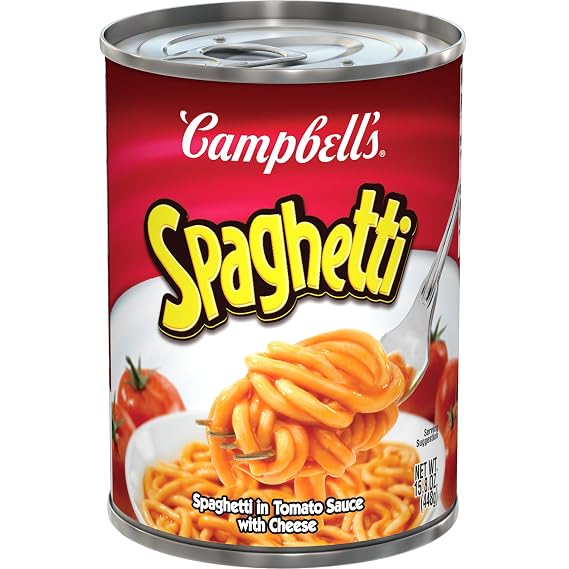 Campbell's Spaghetti in Tomato Sauce with Cheese, Snacks for Kids and Adults, 15.8 oz Can