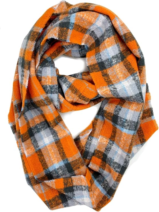 Plum Feathers Premium Plaid Print Infinity Scarf