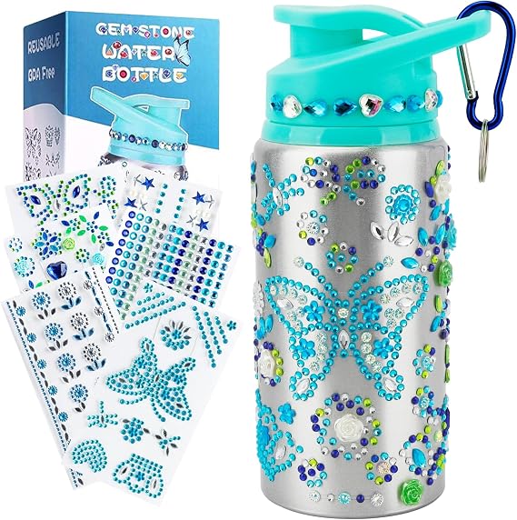 Christmas Stocking Stuffers for Kids, Birthday Girl Gifts for Kids 5 6 7 8 9 10 Year Old, Fun Arts and Crafts Gifts Toys for Girls Birthday Ages 8-12 Decorate Your Own Water Bottle with Stickers Kits