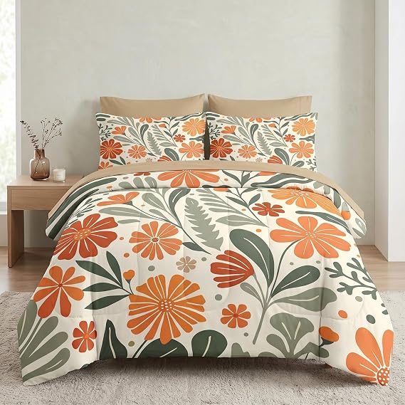 Nesker Full Comforter Set with Sheets, 7 Pieces Boho Colorful Bedding