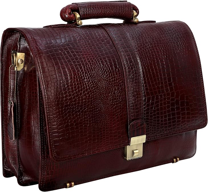 DA LV Full Grain Leather Laptop Briefcases Men Top Choice Gifts Laptop Bag Office Work 16'' Vintage Handmade Brass Hardware