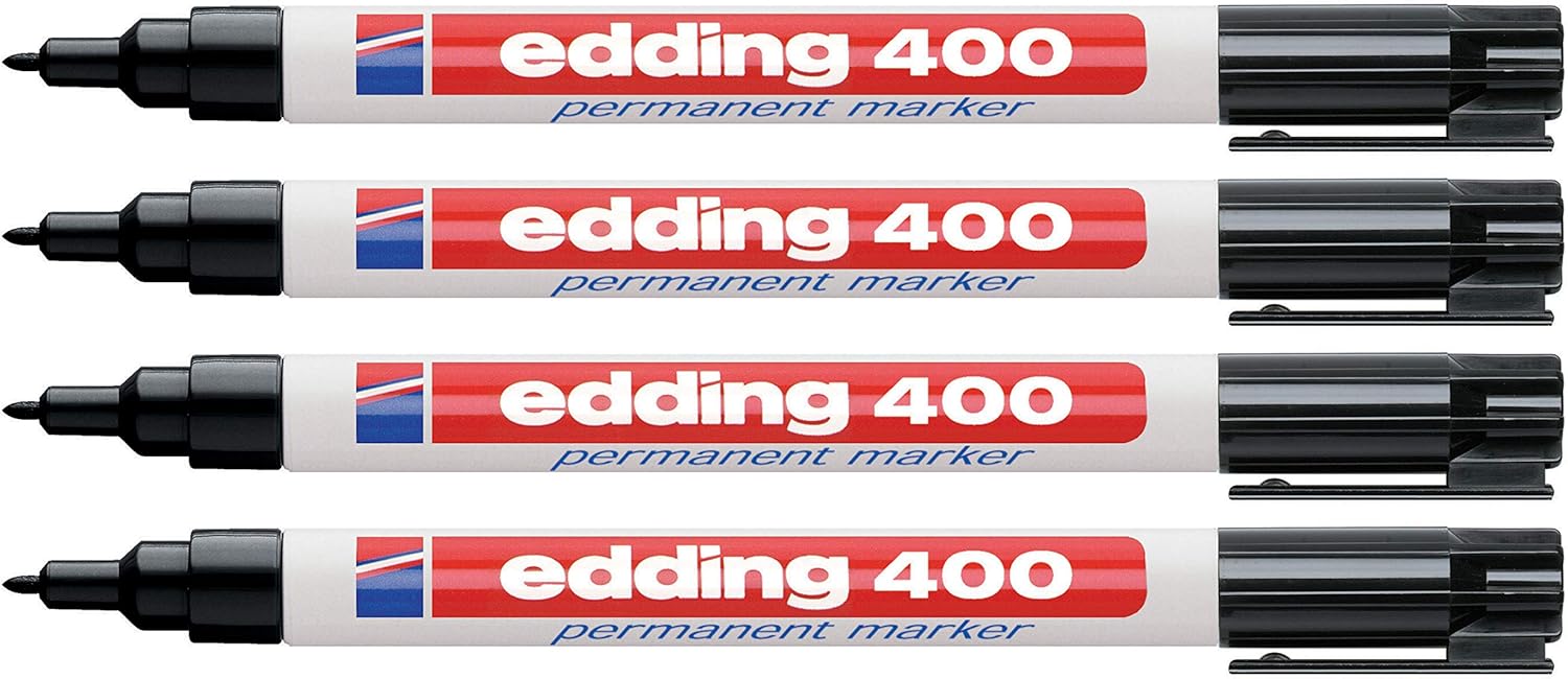 Edding 400-01 Permanent Marker Pen Black Pack of 4